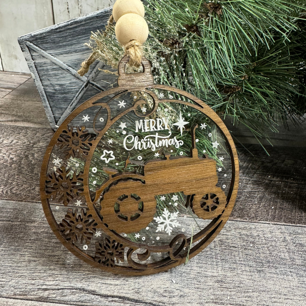 Walnut Clear Acrylic Ornament