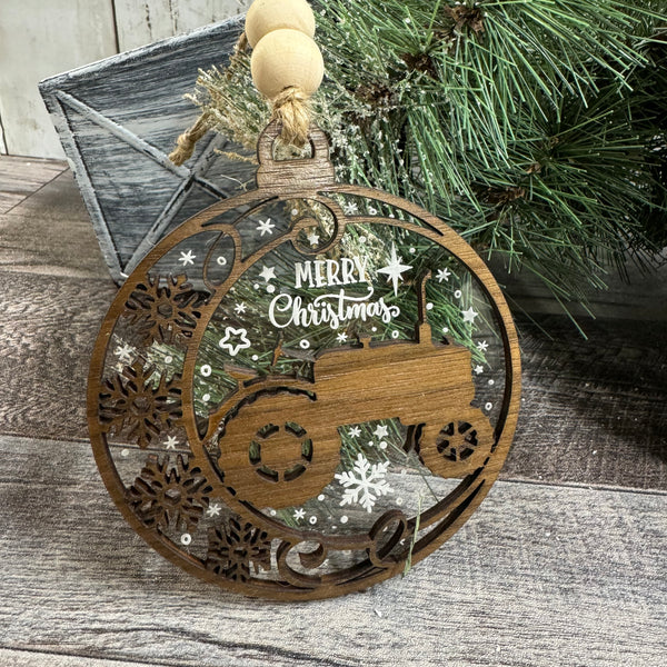 Walnut Clear Acrylic Ornament