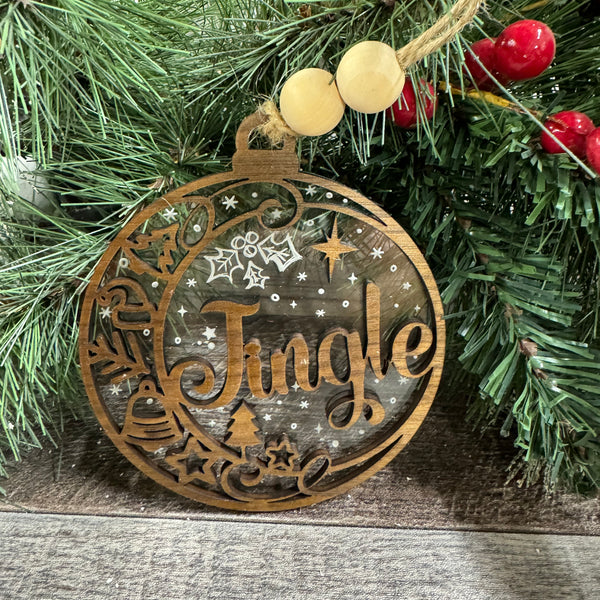 Walnut Clear Acrylic Ornament