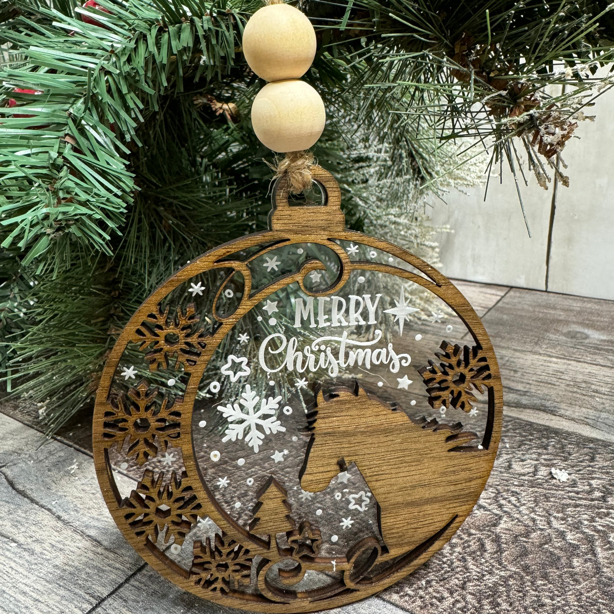 Walnut Clear Acrylic Ornament