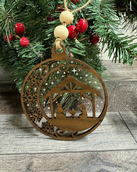 Walnut Clear Acrylic Ornament