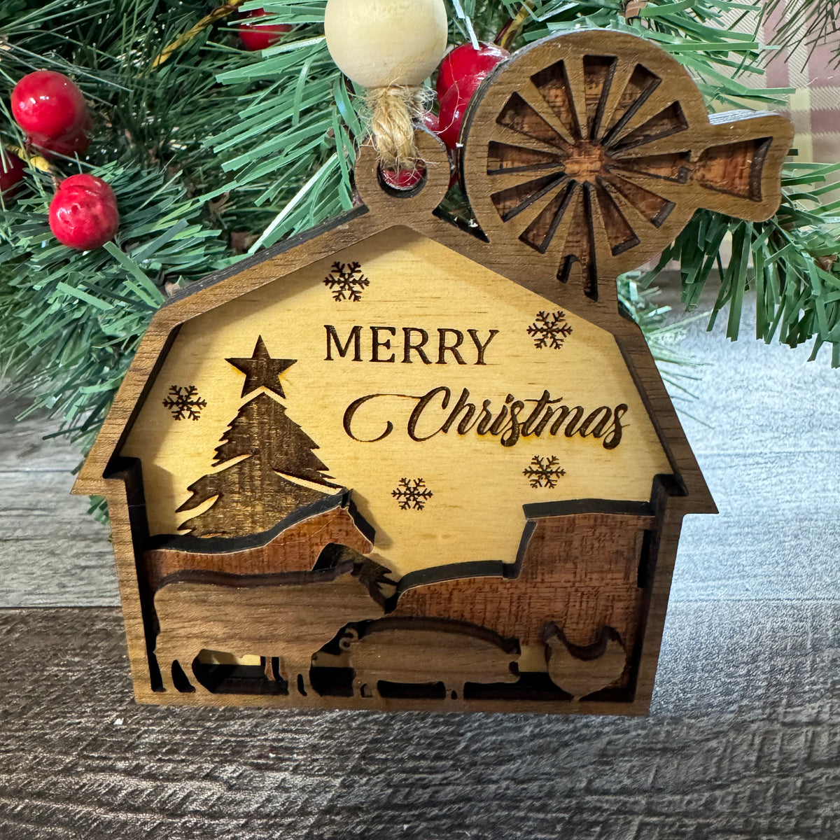 Wooden Barn Ornament