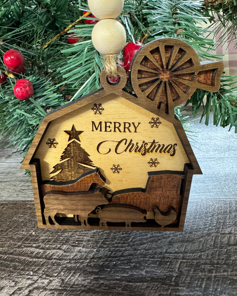 Wooden Barn Ornament