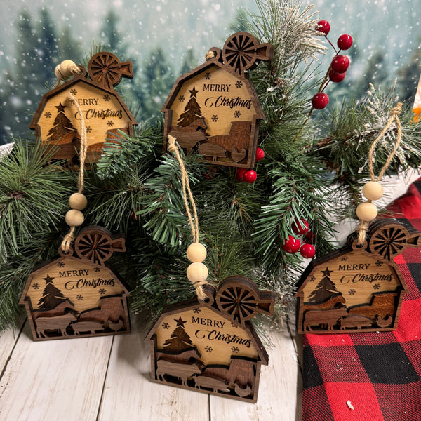 Wooden Barn Ornament