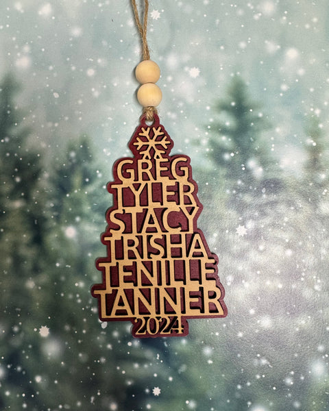 Christmas Tree Names with Color Backing