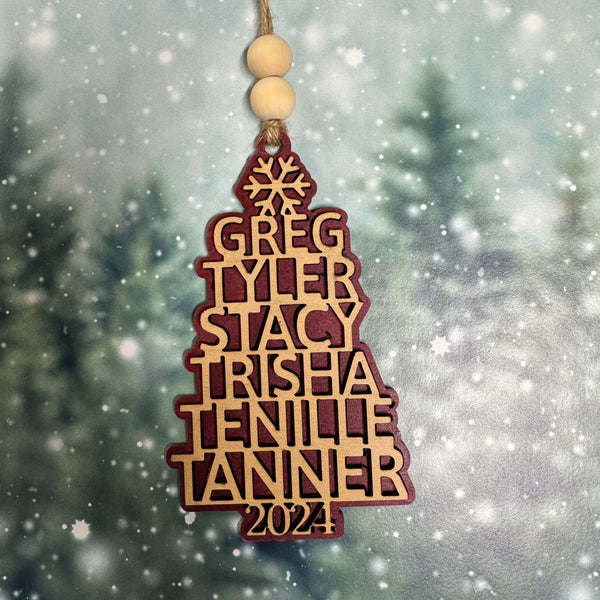 Christmas Tree Names with Color Backing