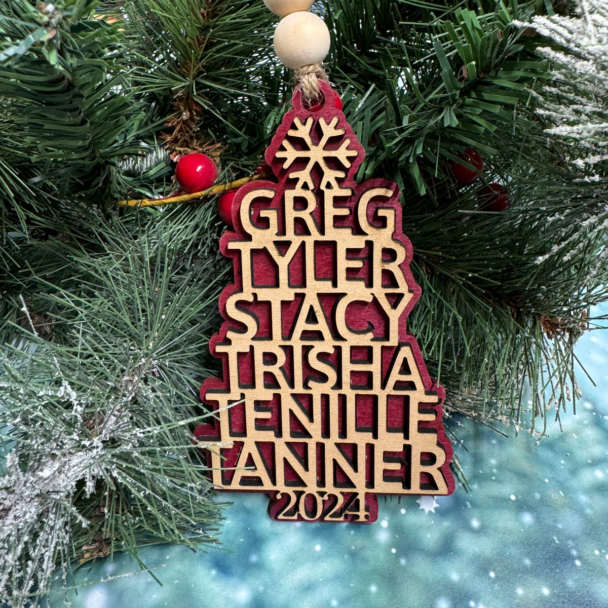 Christmas Tree Names with Color Backing