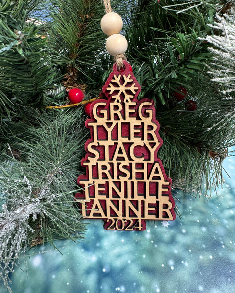 Christmas Tree Names with Color Backing