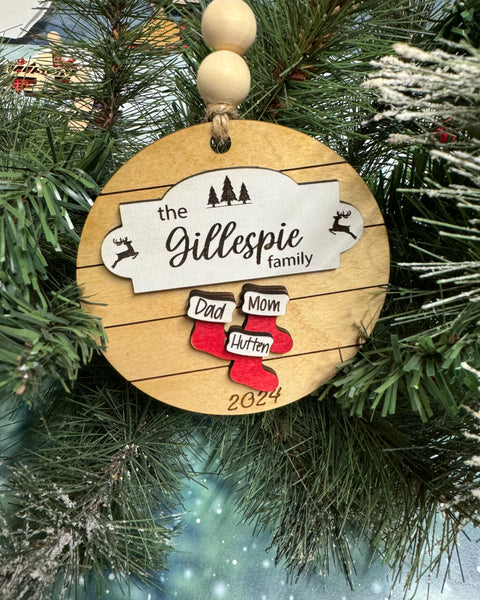 Custom Family Christmas Stocking Ornament