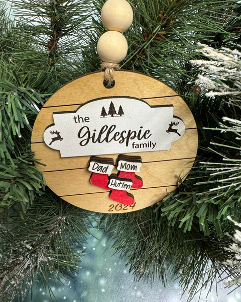 Custom Family Christmas Stocking Ornament