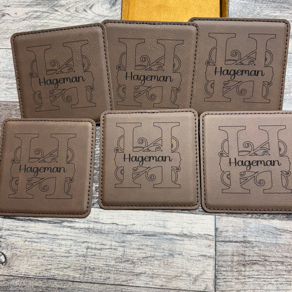 Custom Leather Coaster with Holder