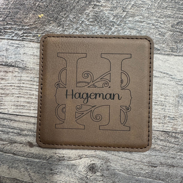 Custom Leather Coaster with Holder